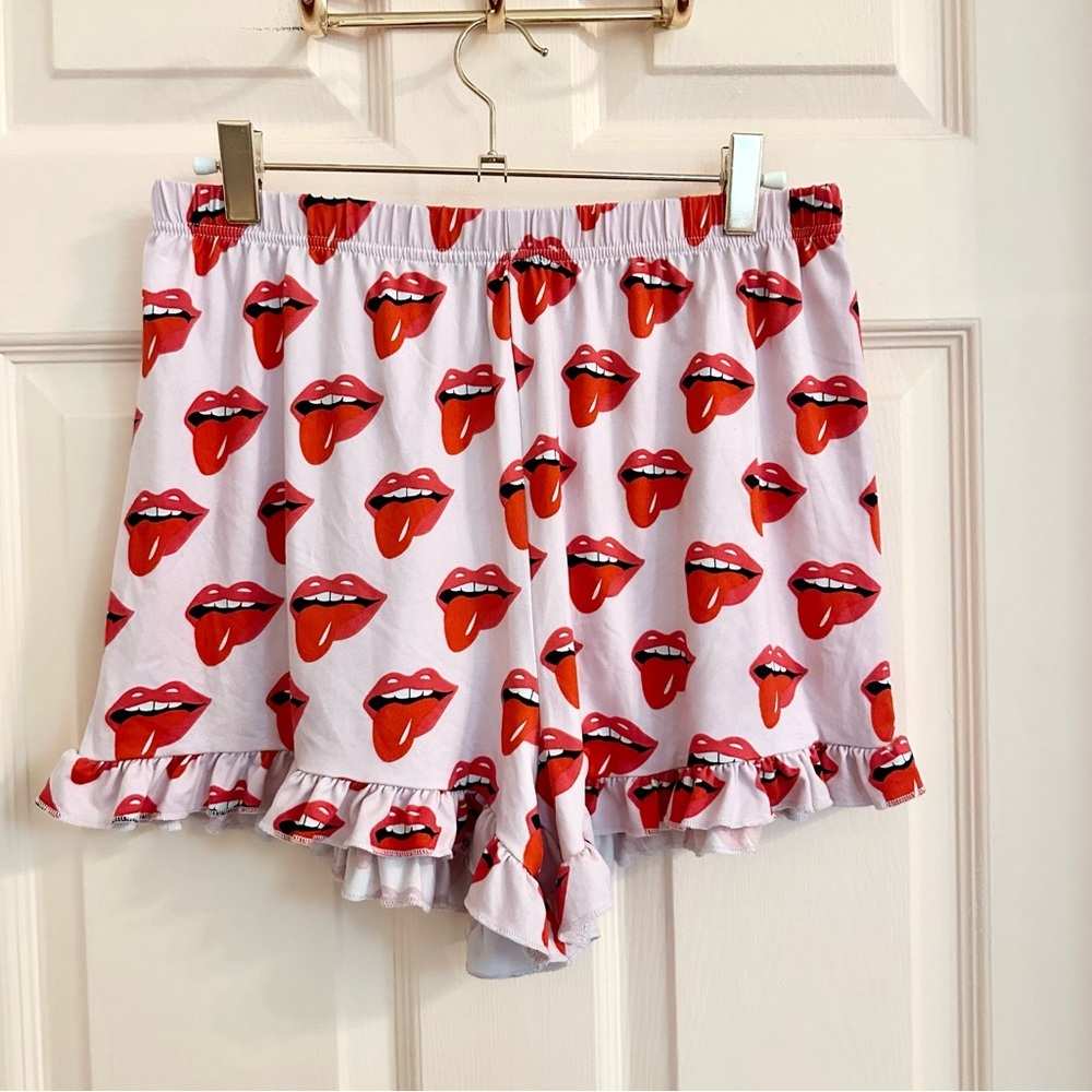 $5 SALE Stylish Red Lips Print Women's Shorts